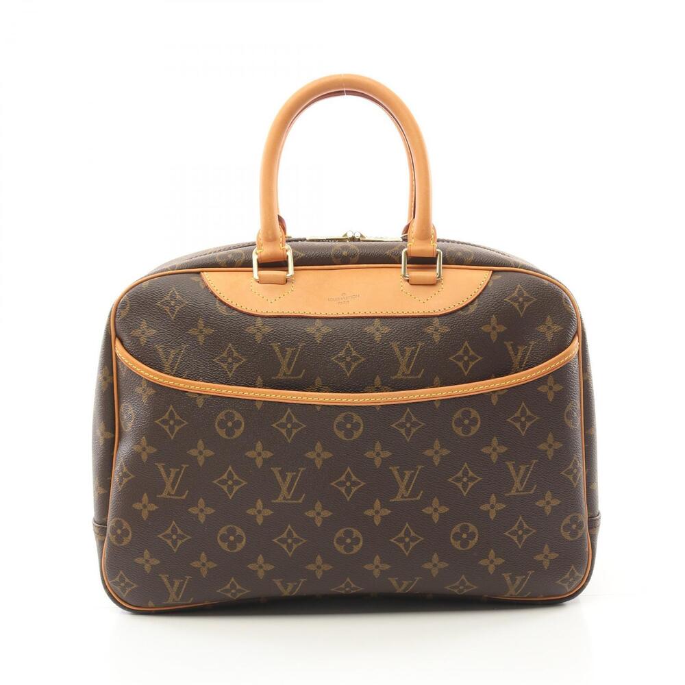 Louis Vuitton Deauville Bowling Vanity Handbag Canvas Leather Monogram Brown